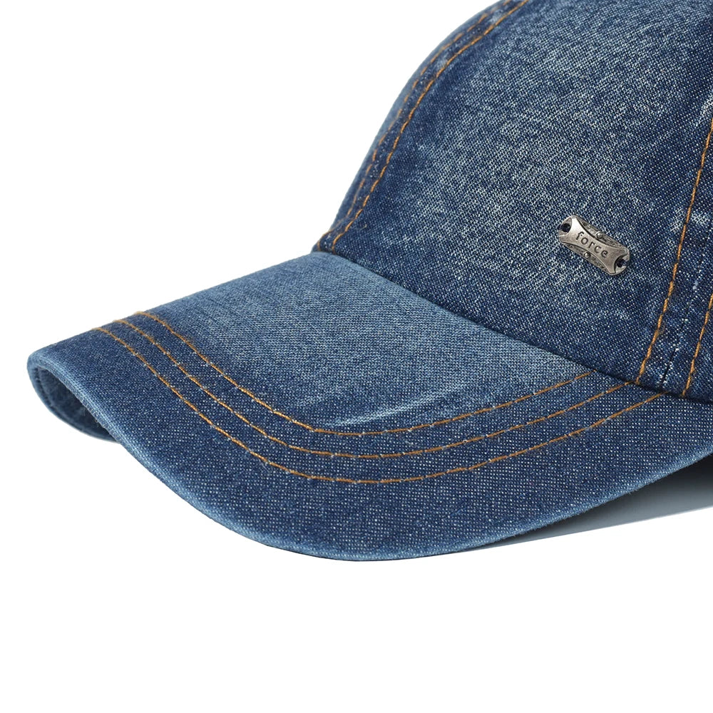 Vintage Washed Cotton Baseball Cap – Adjustable Denim Dad Hat for Men & Women, Low Profile Trucker Style