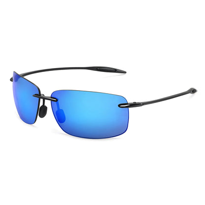JULI The Matrix Classic Sports Rimless Sunglasses for Men - Orange Rectangle Ultralight Frame, UV400 Protection Driving Eyewear (MJ8009)