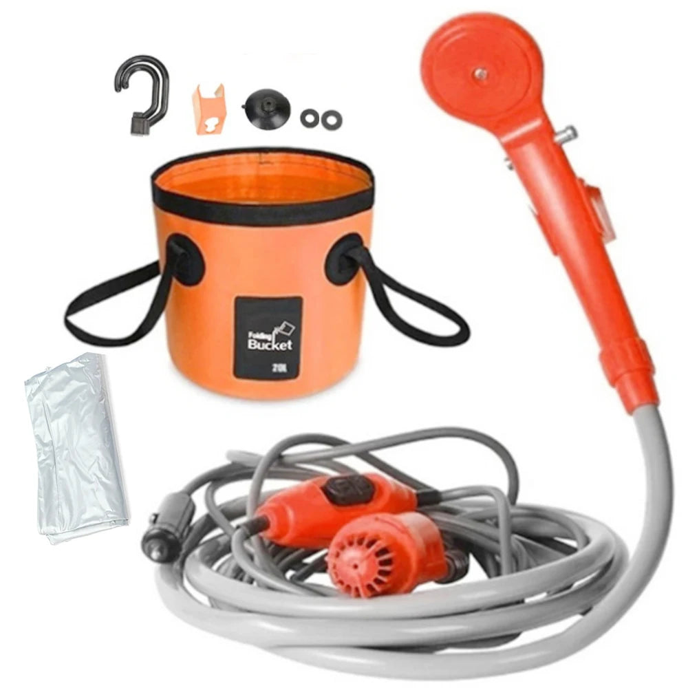 Portable Camping Shower Pump - 12V Car Cigarette Lighter Outdoor Shower for Travel, Plant Watering, Car Cleaning & Pet Bath