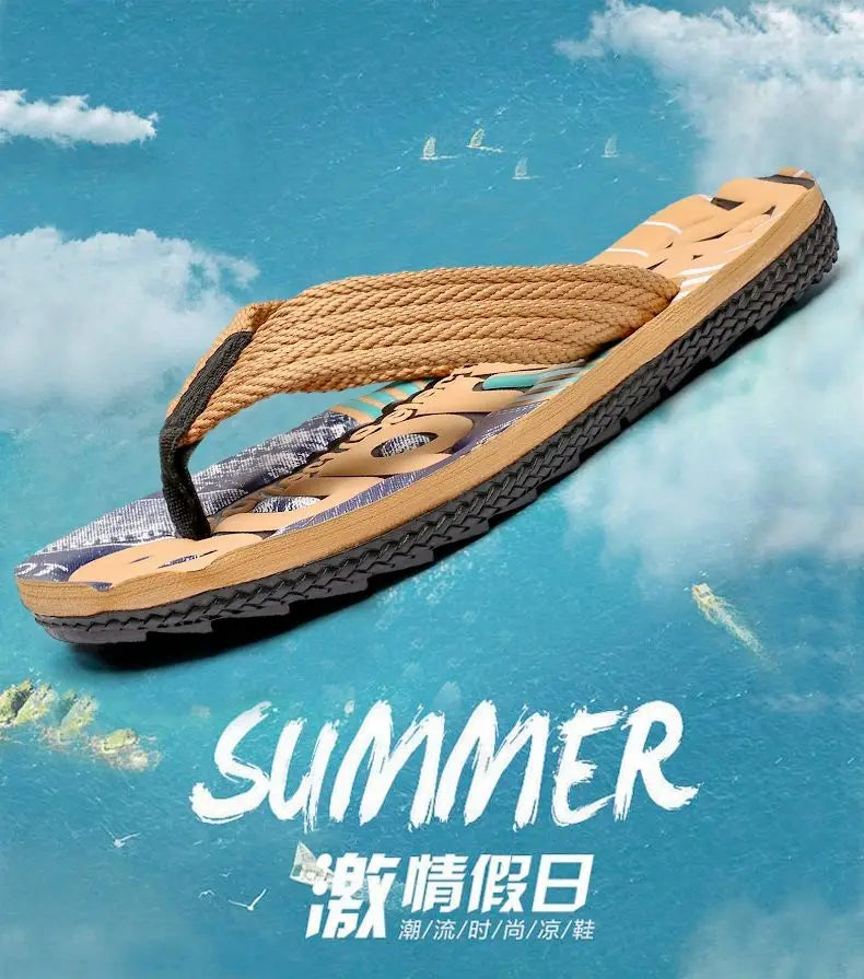 2023 Men’s Flip Flops – Trendy Anti-Skid Casual Beach Slides, Outdoor & Household Sandals