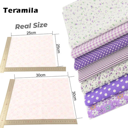 Teramila 7/8 Pcs Patchwork Quilt Fabrics Set - 30x30cm/25x25cm Cotton Sewing Cloth for Needlework and Handmade Projects