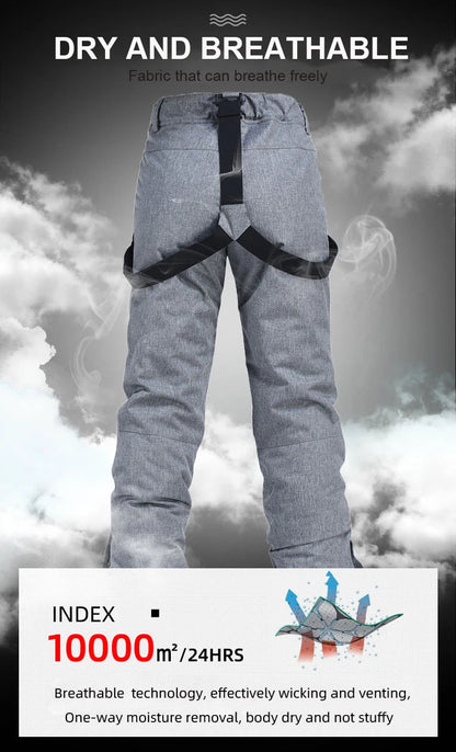 Men & Women Winter Ski Pants – Windproof Waterproof Snowboard Suspender Trousers Thick Warm Plus Size