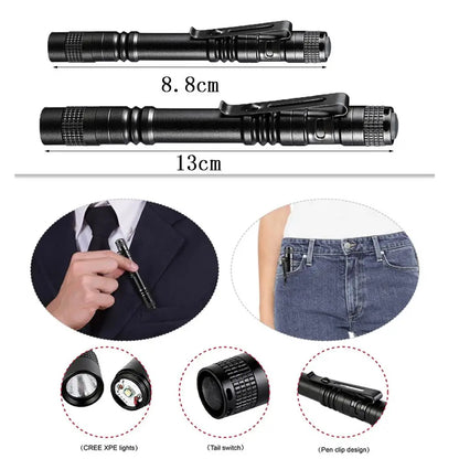 Mini Pen LED Flashlight – Waterproof Pocket Torch with Powerful LED for Camping and Hunting