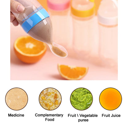 Silicone Squeezing Feeding Bottle: Newborn Baby Training Rice Cereal Food Spoon - Safe Supplement Feeder, Useful Tableware for Kids