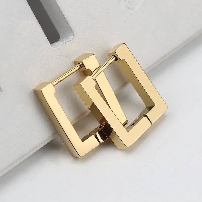 MEYRROYU Stainless Steel Mini Hoop Earrings – 3 Color Geometric Jewelry for Women & Men