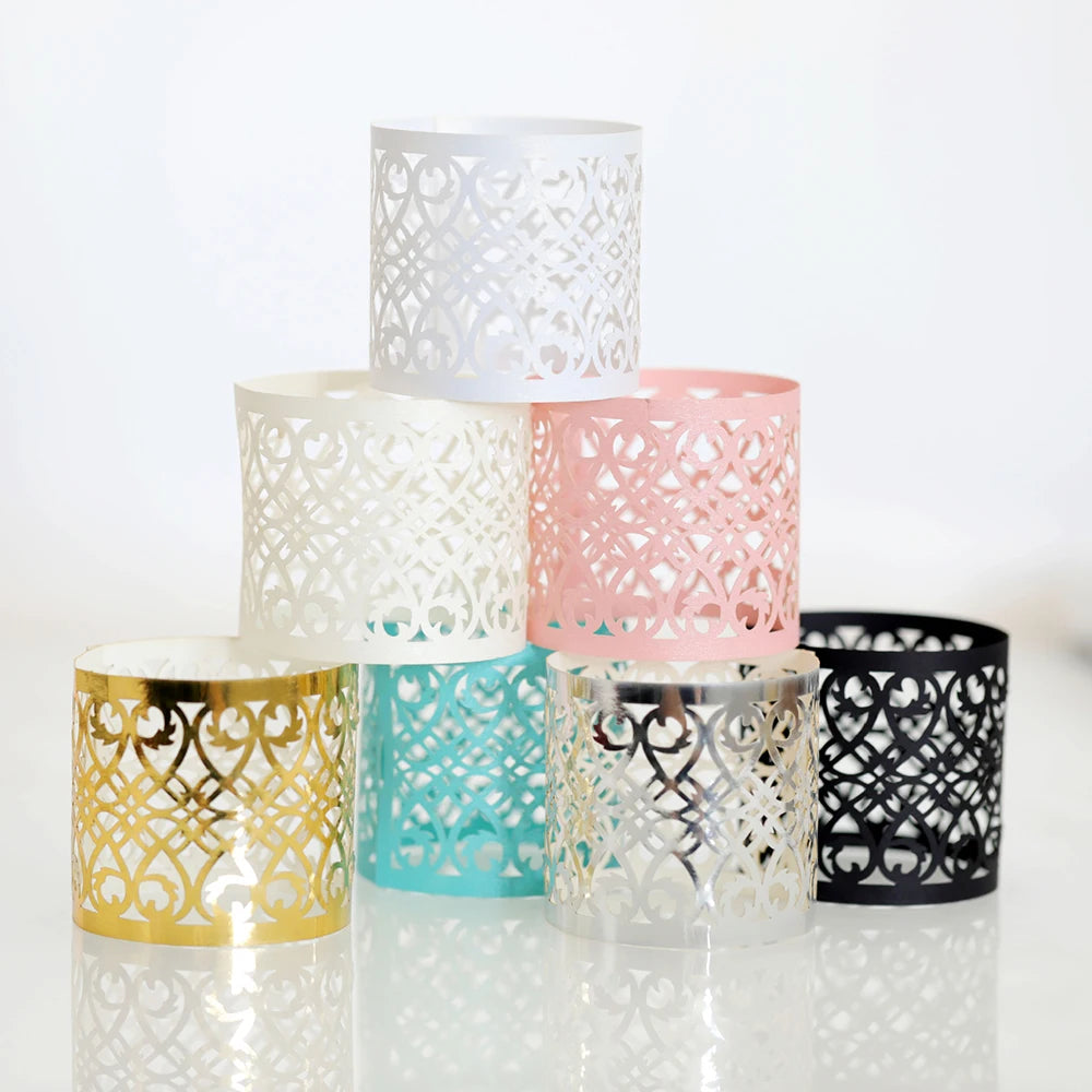25Pcs Hollow Pattern Gold and Silver Napkin Rings - Elegant Wedding and Party Table Decorations