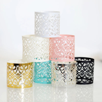 25Pcs Hollow Pattern Gold and Silver Napkin Rings - Elegant Wedding and Party Table Decorations