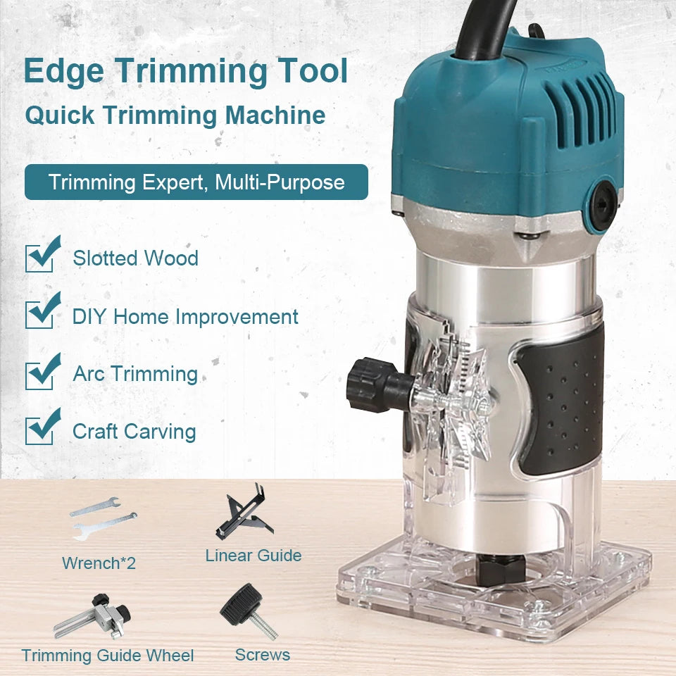 800W 30000RPM Electric Wood Router – 1/4 Inch Woodworking Trimmer & Carving Milling Tool