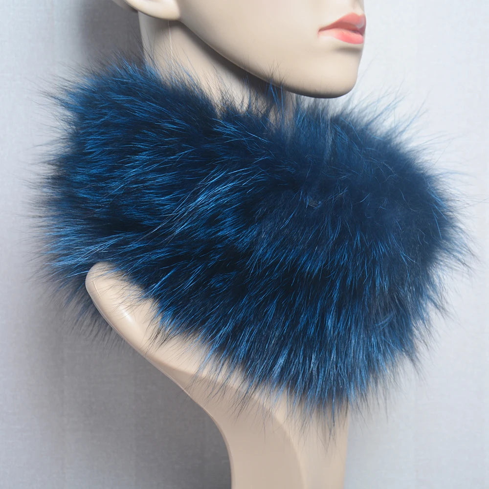 2025 Real Fox Fur Scarf and Headband – Luxury Winter Neck Warmer for Women, 100% Natural Fur, Elastic Ring Muffler