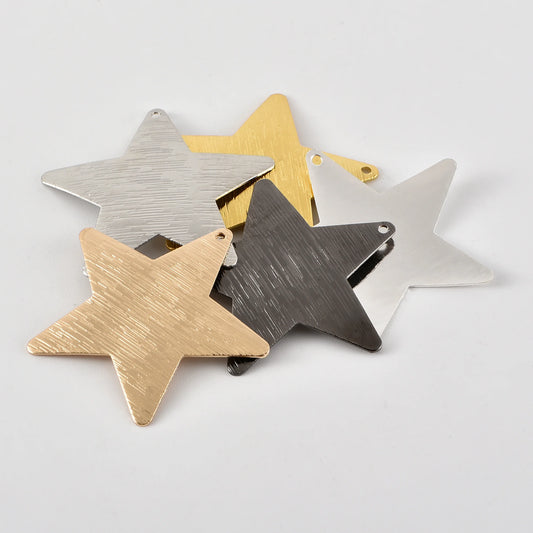 38mm Brushed Curved Five-Pointed Star Pendant Necklace – Single Hole DIY Classic Fashion Jewelry Accessory