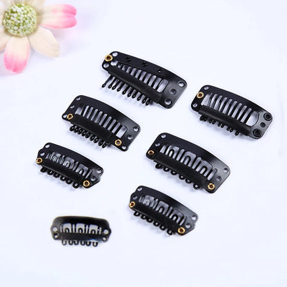 50Pcs Wig Clips Snap Clips - 2.3cm-3.6cm Black & Brown Hair Extension Weft Clips for Wig Styling & Hair Tools