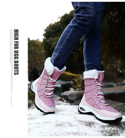 Women’s Waterproof Winter Snow Boots – Warm Plush Fur, Non-Slip Outdoor Platform Ankle Boots