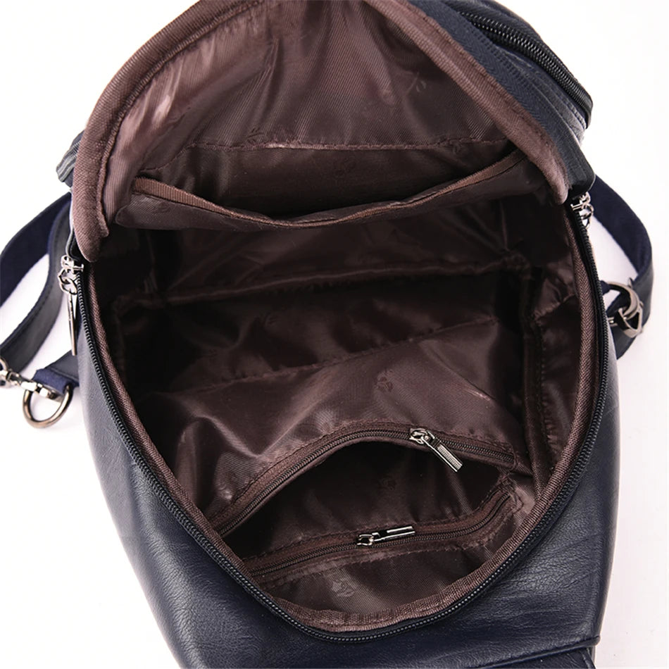 Multifunctional Women's Leather Backpack - Casual Style for Teen Girls, School and Travel Bagpack, Ladies' Chest Bag Sac