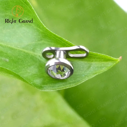 5Pcs Right Grand ASTM F136 Titanium 14G 2-Hole Internally Threaded CZ Dermal Anchor Tops & Base – Microdermal Piercing Jewelry Set
