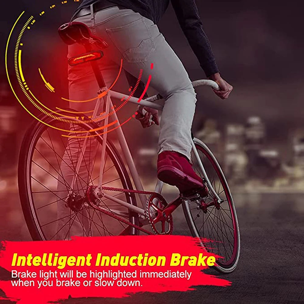 Elecpow Bicycle Taillight with Burglar Alarm - IP65 Waterproof, USB Charged, Turn Signal and Auto Brake Warning Light for Bikes and Scooters