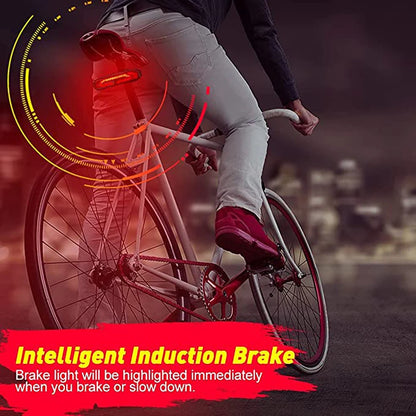 Elecpow Bicycle Taillight with Burglar Alarm - IP65 Waterproof, USB Charged, Turn Signal and Auto Brake Warning Light for Bikes and Scooters