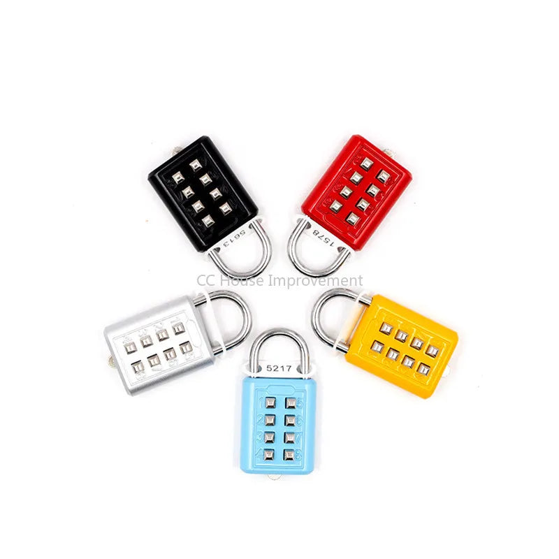 4-Digit Push Button Combination Padlock – Multiple Colors Travel Luggage Code Lock for Travel Accessories