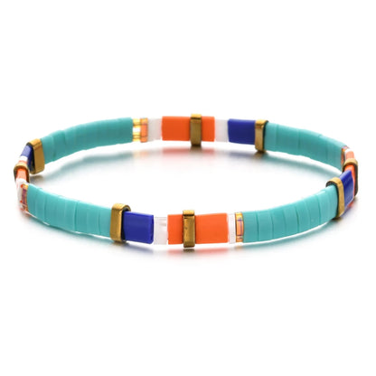ZMZY Stone Tila Beads Elastic Bracelet for Women – 2025 Fashion Colorful Rainbow Miyuki Tile Bead Jewelry Gift Bracelet