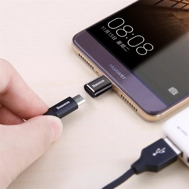 Baseus USB to Type-C OTG Adapter – USB-C Male to Micro USB Female Converter for MacBook, Samsung S20, USBC OTG Connector