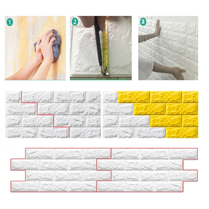 25pcs 3D Wall Stickers - Self-Adhesive Wallpaper Panels for Home Decor - Living Room, Bedroom, Bathroom, Kitchen Decoration - House Sticker Set