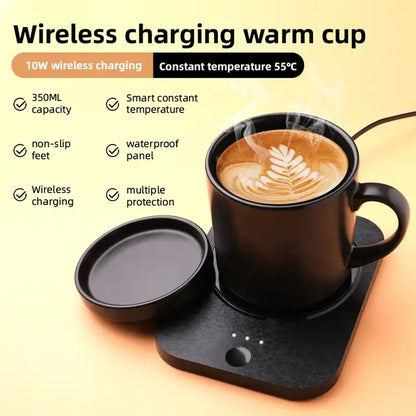 55° Electric Self-Heating Ceramic Mug with Thermostatic Warmer Set