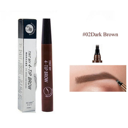 4D Microblading Eyebrow Pen – 4-Fork Tip Waterproof Long-Lasting Eyebrow Tattoo Pencil for Natural Fine Hair-Like Makeup