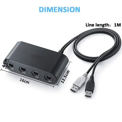 4-Port GameCube Controller Adapter – USB Converter for Nintendo Switch, Wii U, PC, and NGC – Star Fighting Game Support