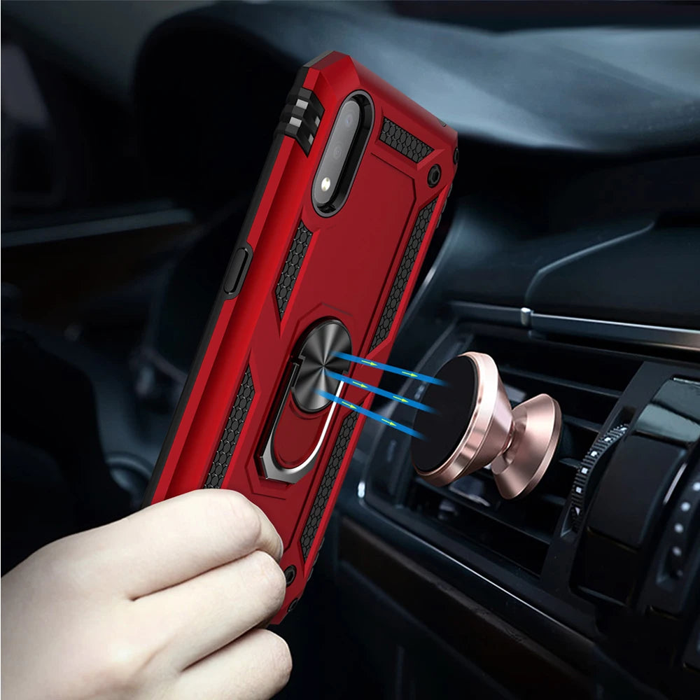 Shockproof Case for Samsung Galaxy A01, A02, A02S – Metal Ring Etui Back Cover Shell | Durable Protection