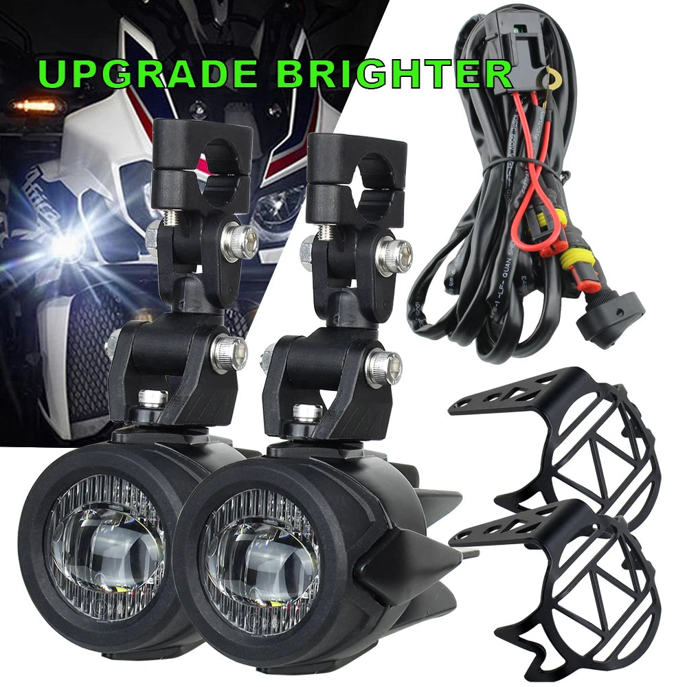 40W Motorcycle Auxiliary Fog Lights - Upgrade 6000K Bright LED Driving Lamps for BMW R1200GS F800GS F700GS F650 K1600