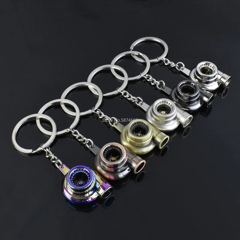 Mini Turbocharger Keychain - Spinning Turbine Keyring for Car Interior Accessories & Key Fob