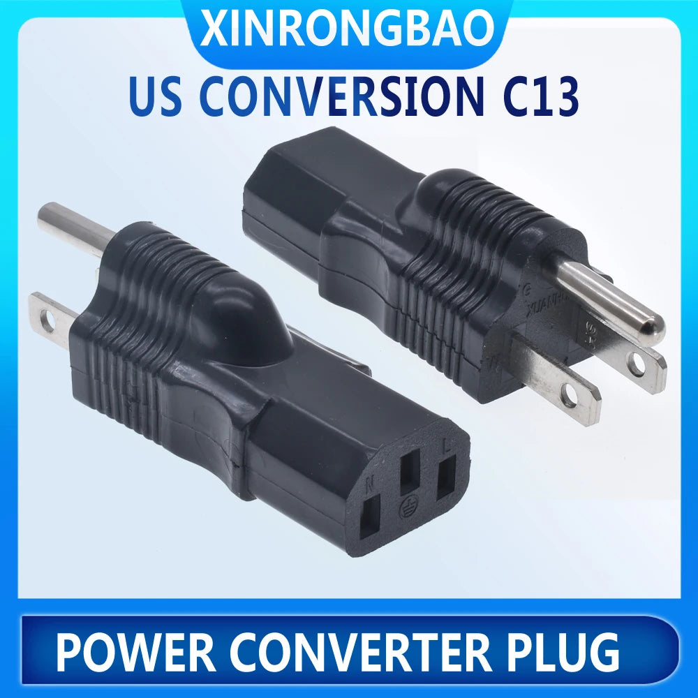 NEMA 5-15P to IEC C13 Power Adapter - US 3-Prong Male to IEC Female Converter for PDU and UPS, Black