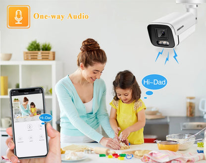 4K 8MP IP Camera with Audio - Outdoor POE H.265, Onvif Metal Bullet CCTV, 4MP Color Night Vision Security Camera for Home
