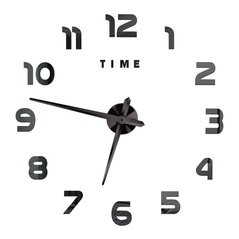 3D DIY Wall Clock - Modern Acrylic Mirror Sticker Quartz Clock For Living Room Decor With Silent Movement