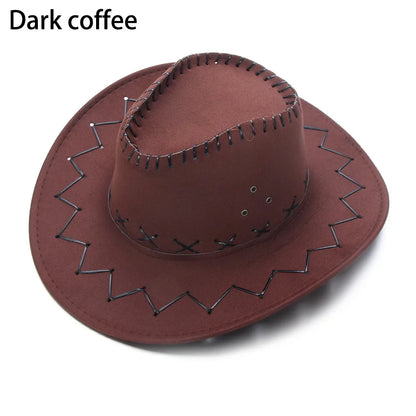Western Cowboy Hat – Faux Leather Fedora for Men, Women & Kids, Wide Brim Beach & Travel Cap in Black, White & Pink