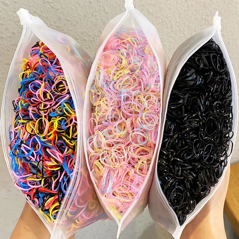 1000pcs Colorful Disposable Rubber Hair Bands for Girls – Small Ponytail Scrunchies, Fashion Hair Accessories Pack