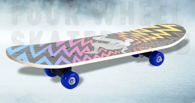 60cm Kids' Beginner Skateboard – Double Rocker Maple Deck with Cartoon Design for Outdoor Fun