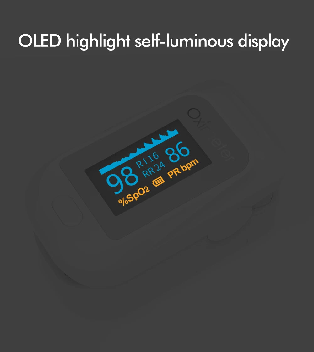 Portable Professional Finger Pulse Oximeter – Digital OLED Blood Oxygen, Heart Rate Health Monitor Tool