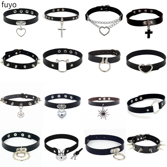 New Spike Choker Necklace – Punk Faux Leather Collar with Big Rivets, Studded Goth Style for Women & Men