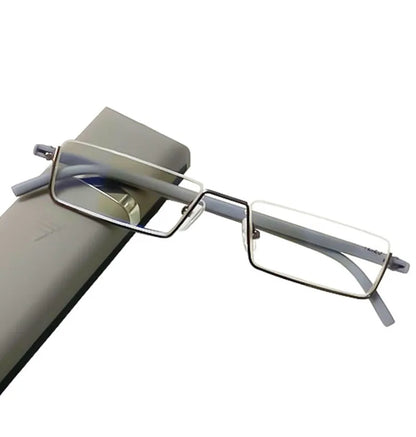 May Flower Anti-Blue Light Reading Glasses – Men’s Half-Frame TR90 Prescription Eyewear +1.75 with Case