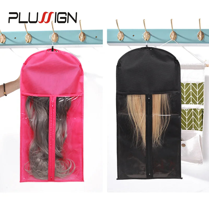 Wig Storage Bag with Hanger - Dustproof Protective Organizer Case for Hair Extensions & Wigs