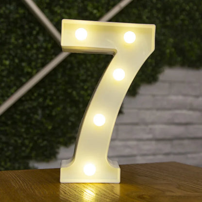 Alphabet & Number LED Lamp Night Light – Warm Battery-Powered Luminous Letter Light for Home, Wedding, Birthday & Party Decoration