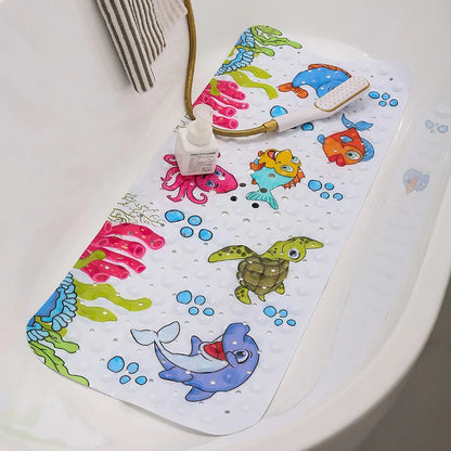 Large Cartoon PVC Bath Mat – Anti-Slip Shower & Bathtub Mat with Suction Cups, Soft Massage Pad for Kids & Elderly