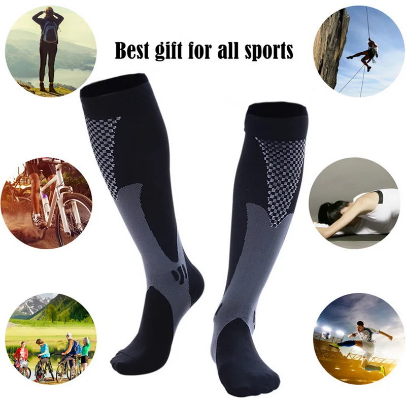 Men's Compression Sports Socks - Running, Cycling, Nursing, Varicose Veins Support, Outdoor Hiking Socks