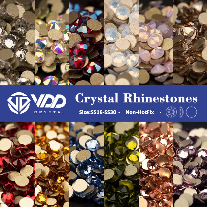VDD Non Hot Fix Crystal Nail Art Rhinestones - 2088 Flower Flatback Gems for DIY Nail Decorations