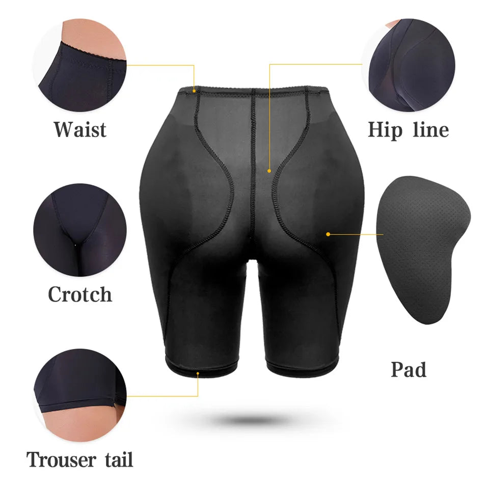 Women’s Buttock Enhancing Shapewear – Push-Up Padding Panties with Waist Trainer & Hip/Thigh Contouring Shorts