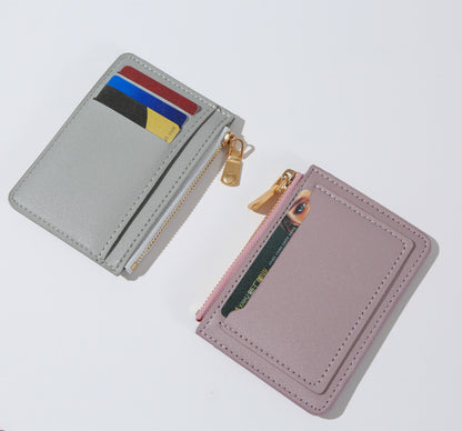 Women’s PU Leather Mini Wallet — Slim Hasp & Zipper Purse, Multi-Card Holder with Coin Pocket, Small Solid Short Wallet