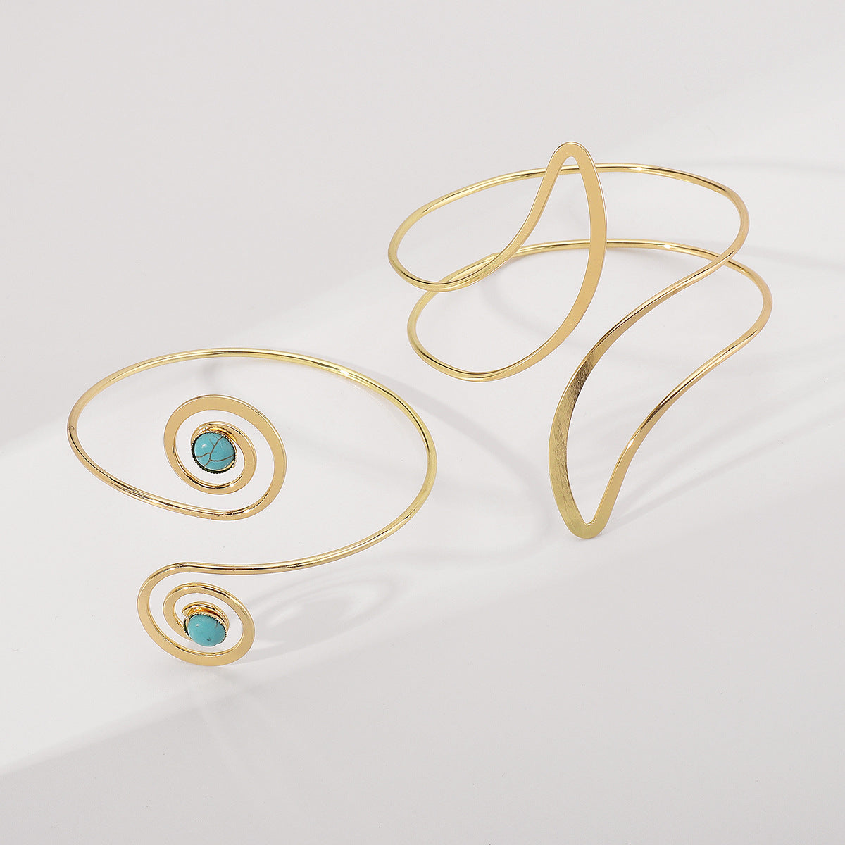 Lacteo Geometric Twisted Upper Arm Cuff Bracelet – Adjustable Water Drop Bangle for Women