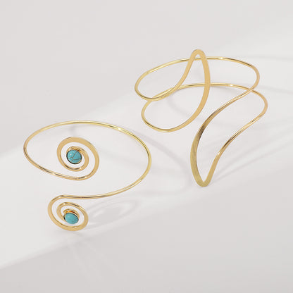 Lacteo Geometric Twisted Upper Arm Cuff Bracelet – Adjustable Water Drop Bangle for Women