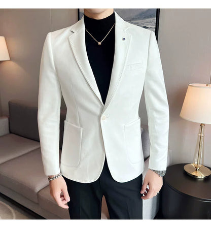 Men’s Slim Fit Deerskin Velvet Blazer – Elegant Luxury Business Casual Wedding Suit Coat (S to 4XL)
