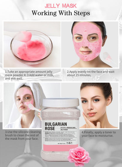 650g Arbutin Rose Jelly Mask Powder – DIY Hydrojelly Peel-Off Mask with Vitamin C, Hyaluronic Acid & 24K Gold for Skin Care